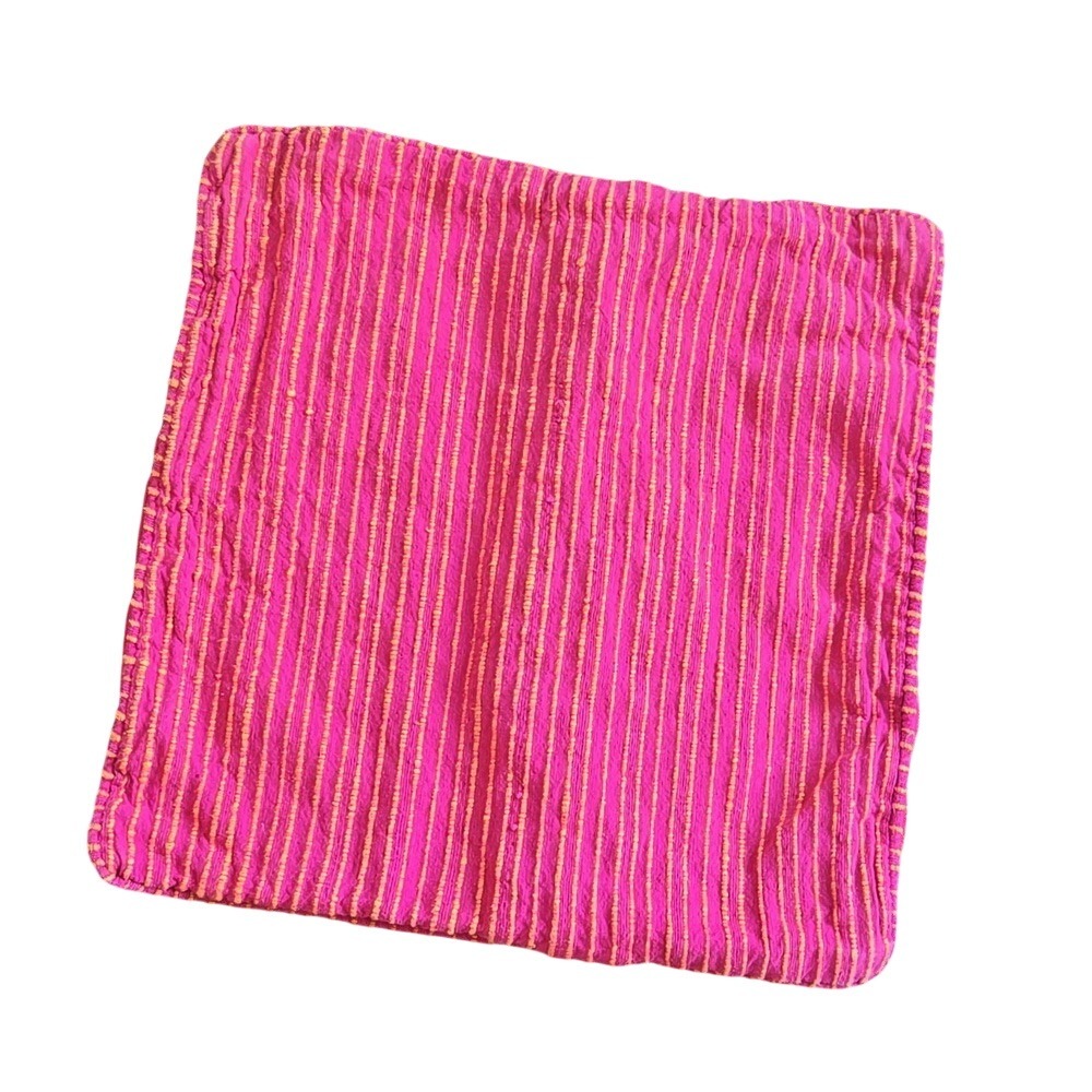 Fabindia Bright Hot Pink Orange Accent Pillow Cover Square 15in 100% Cotton Boho